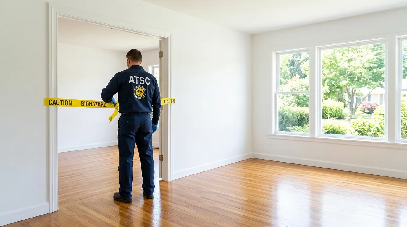 Certified biohazard cleanup crew performing Decomposition Cleanup in Islip Terrace